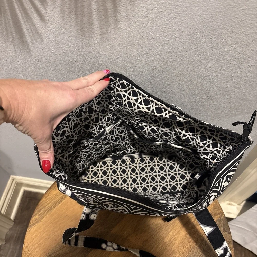 Vera Bradley Quilted Villager Tote Bag Purse Retired 'Night and Day' Black/White